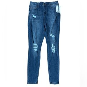 True Craft Dark Blue Distressed Skinny Jeans